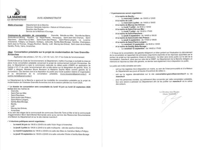 CONCERTATION PRÉALABLE SUR LE PROJET DE MODERNISATION DE L&rsquo;AXE GRANVILLE-AVRANCHES