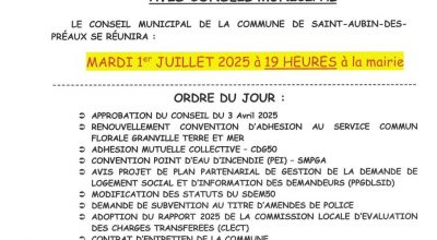 AVIS CONSEIL MUNICIPAL DU 01 JUILLET 2025