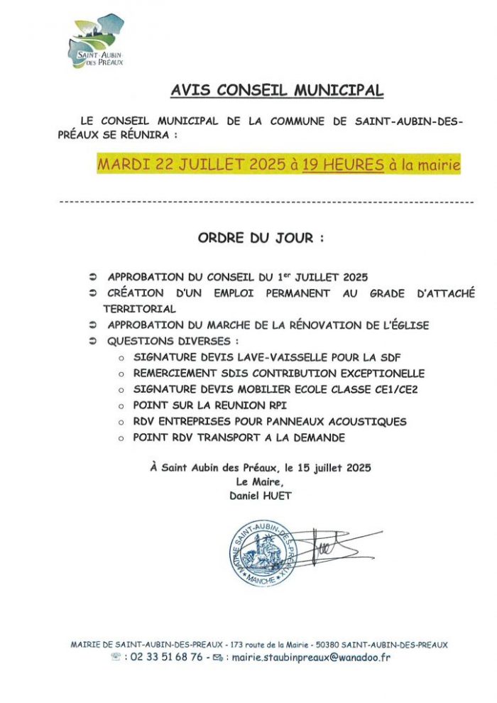 AVIS CONSEIL MUNICIPAL
