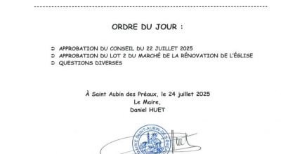 AVIS CONSEIL MUNICIPAL DU VENDREDI 1er AOÛT 2025