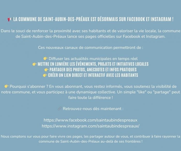 LA COMMUNE EST DÉSORMAIS SUR FACEBOOK ET INSTAGRAM !