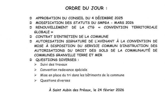 AVIS DU CONSEIL MUNICIPAL DU 3 MARS 2026