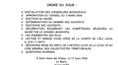 AVIS DU CONSEIL MUNICIPAL DU 22 MARS 2026