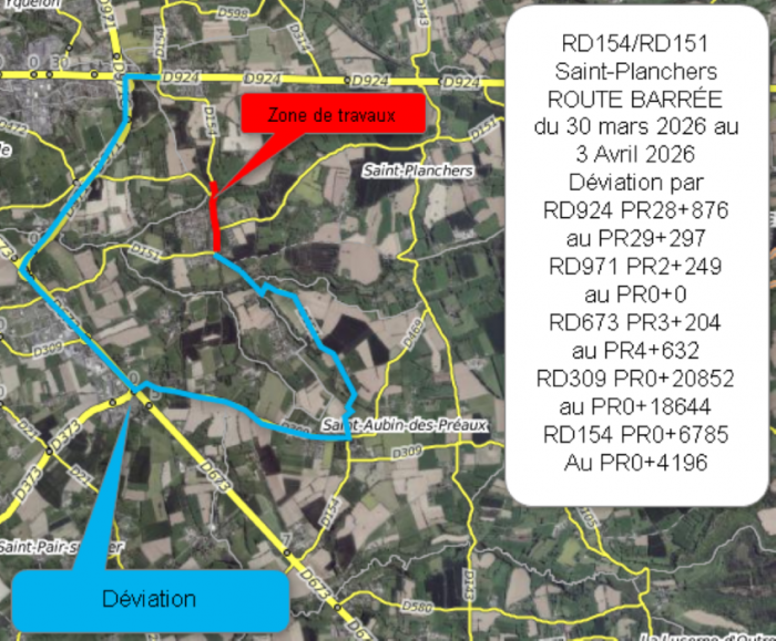 INFORMATION DE DEVIATION COMMUNE DE SAINT-PLANCHERS