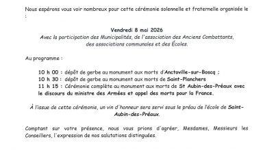 CÉRÉMONIE DE COMMÉMORATION DE LA VICTOIRE DU 8 MAI 1945