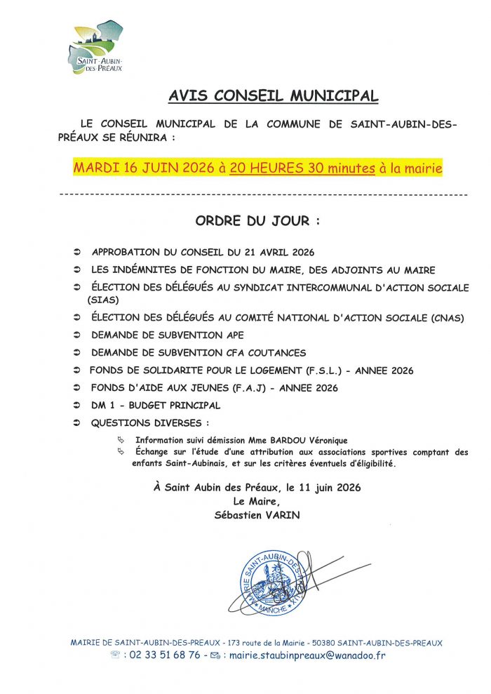 AVIS CONSEIL MUNICIPAL