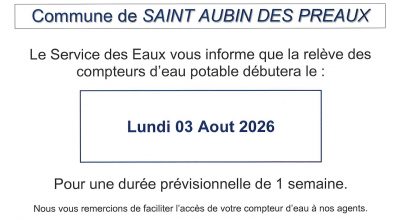 ℹ️ Information – Relève des compteurs d’eau potable 💧