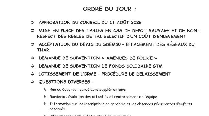 📢 Le Conseil Municipal vous informe