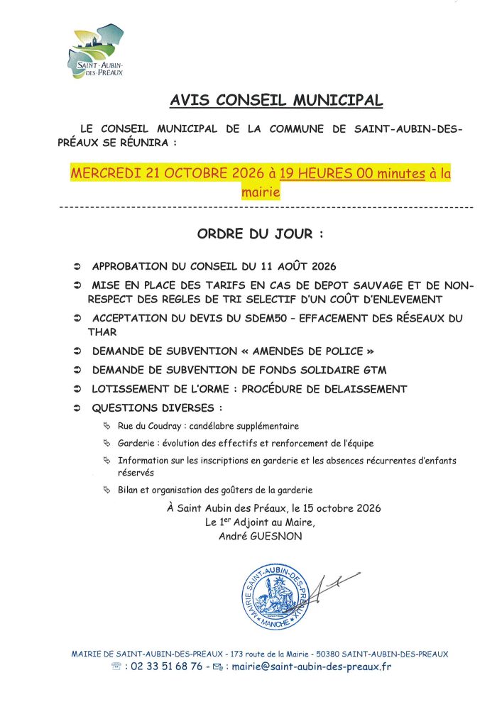 📢 Le Conseil Municipal vous informe