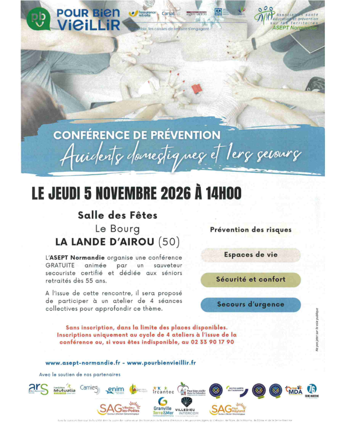 CONFÉRENCE DE PRÉVENTION – ACCIDENTS DOMESTIQUES !