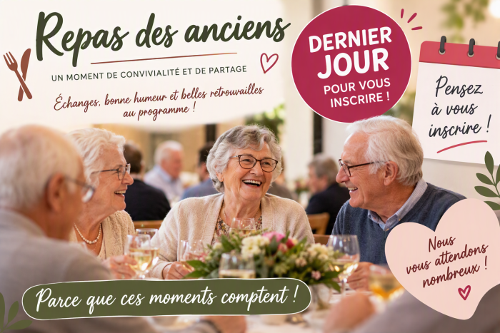 🍽️ Dernier jour pour vous inscrire au repas des anciens !