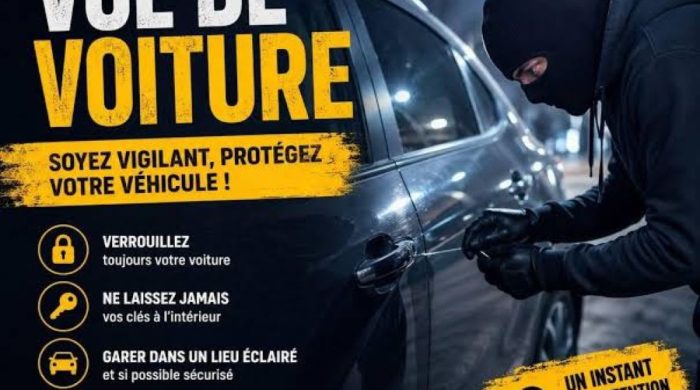 ⚠️ INFORMATION A LA POPULATION – VIGILANCE VOL DE VÉHICULE ⚠️